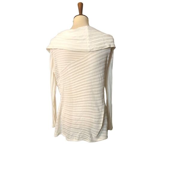 Cache white long sleeved ribbed knit pullover style sweater with cowl neck. Size - Picture 7 of 11